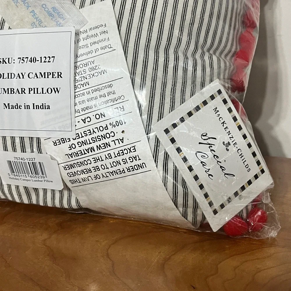 MacKenzie-Childs Holiday Camper Lumbar‎ Pillow Christmas Home for the Holidays